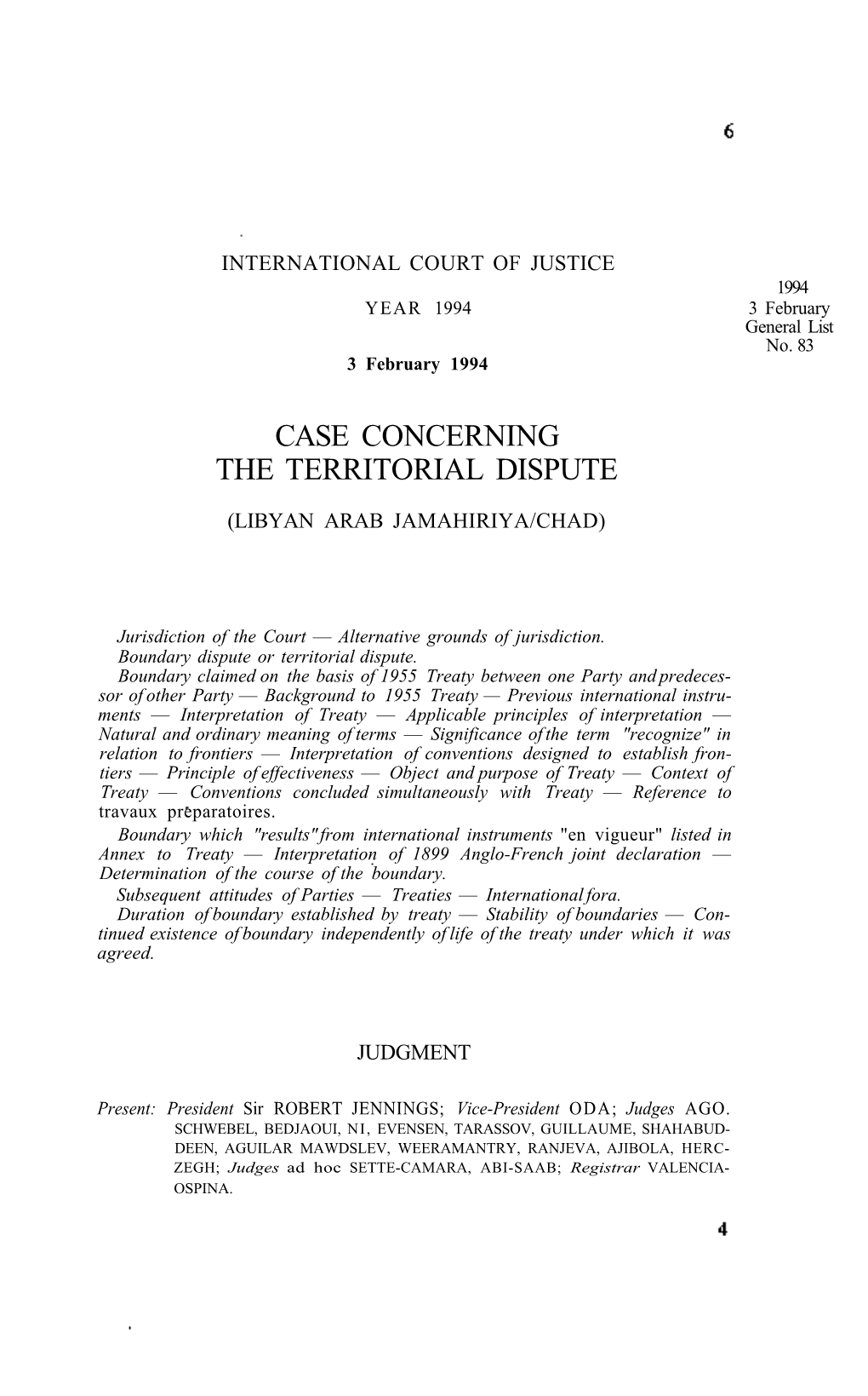 Case Concerning the Territorial Dispute (Libyan