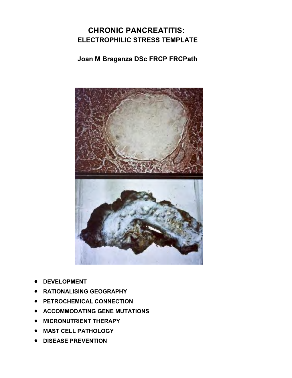 Chronic Pancreatitis: Electrophilic Stress Template