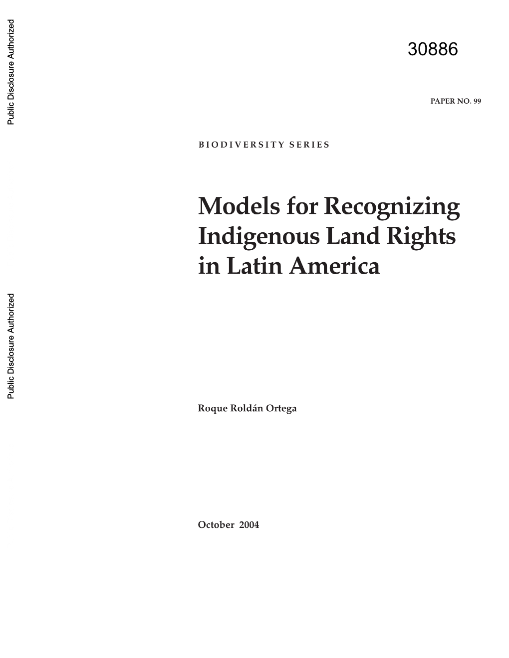 Models for Recognizing Indigenous Land Rights