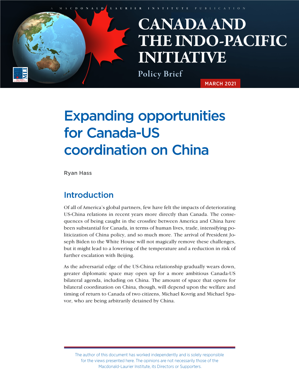 Expanding Opportunities for Canada-US Coordination on China