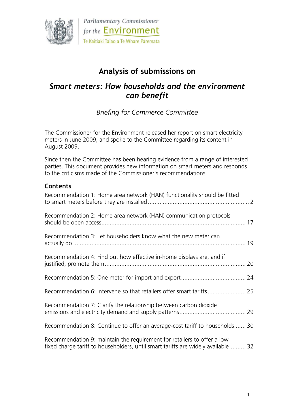 Analysis of Submissions on Smart Meters: How Households and the Environment Can Benefit