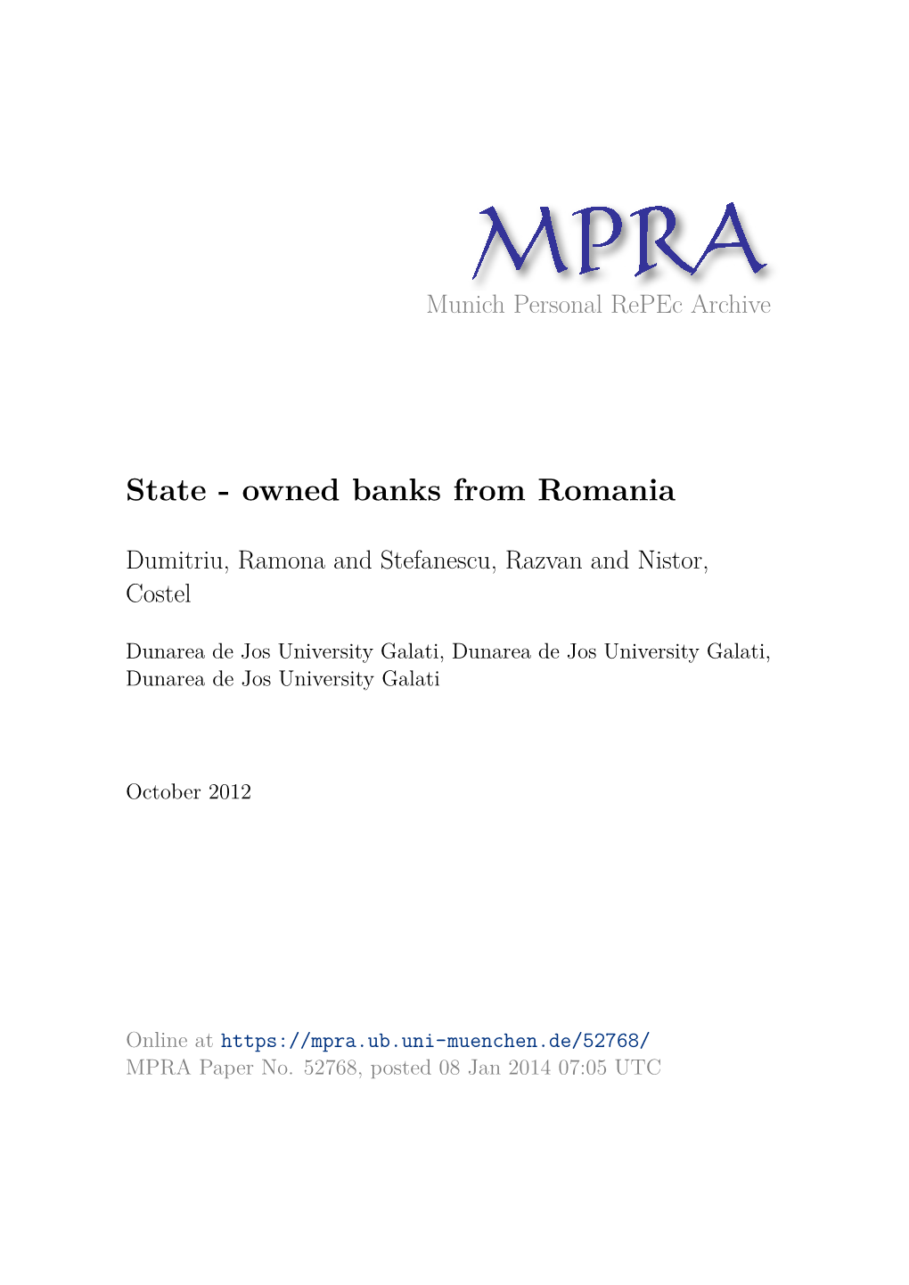 State - Owned Banks from Romania