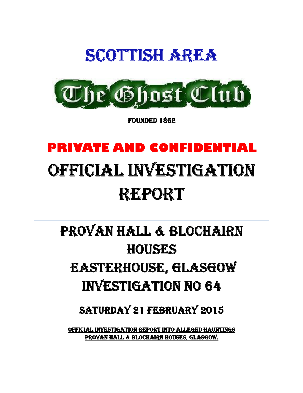 Provan Hall, February 2015