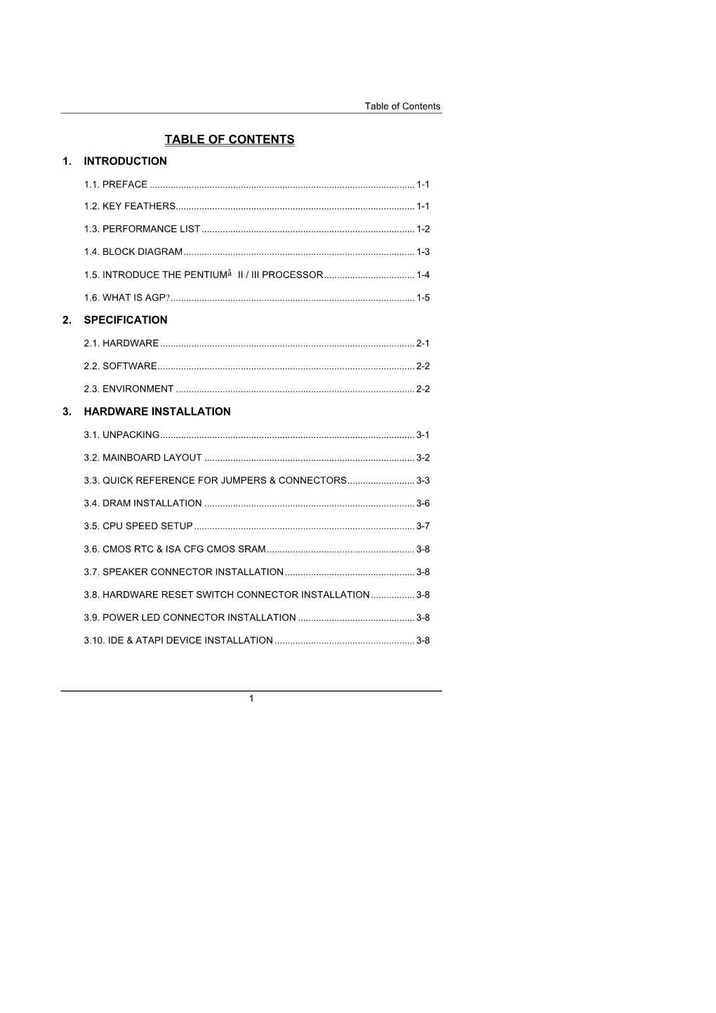 Table of Contents