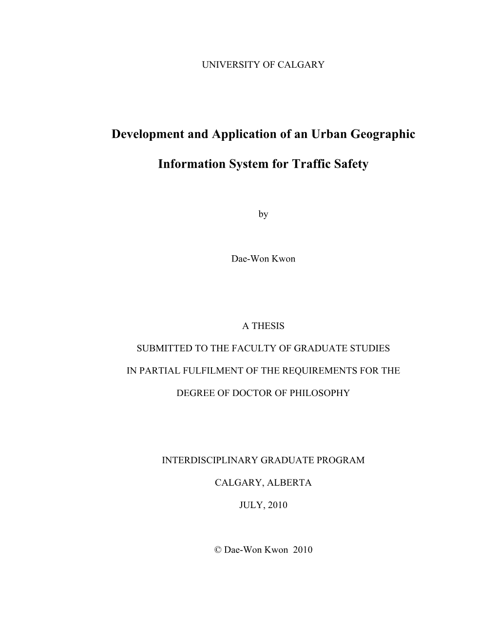 Development and Application of an Urban Geographic Information