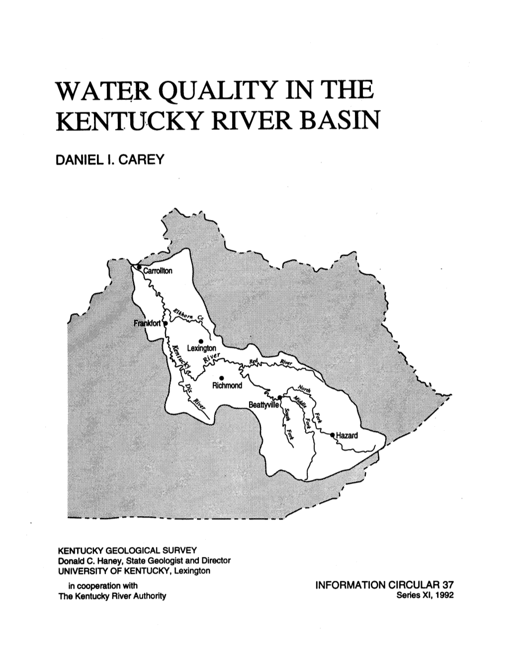WATER QUALITY in the KENTUCKY RIVER BASIN Daniel I