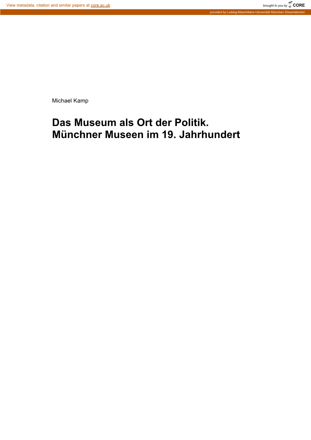 Das Museum Als Ort Der Politik