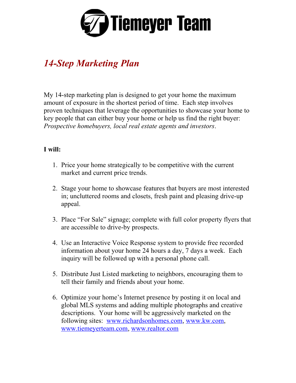 14-Step Marketing Plan