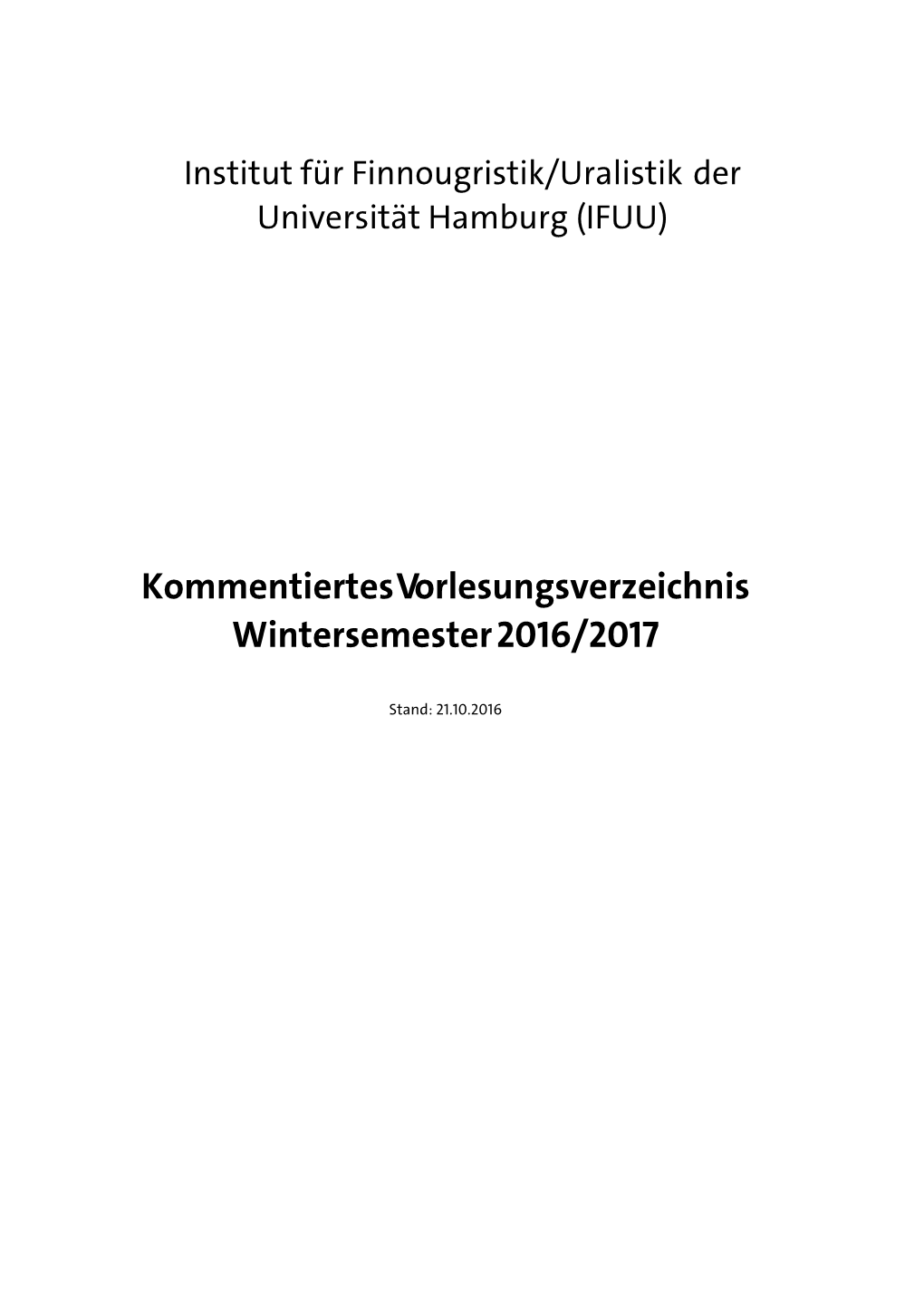 Kommentiertes Vorlesungsverzeichnis Finnougristik/Uralistik Wise