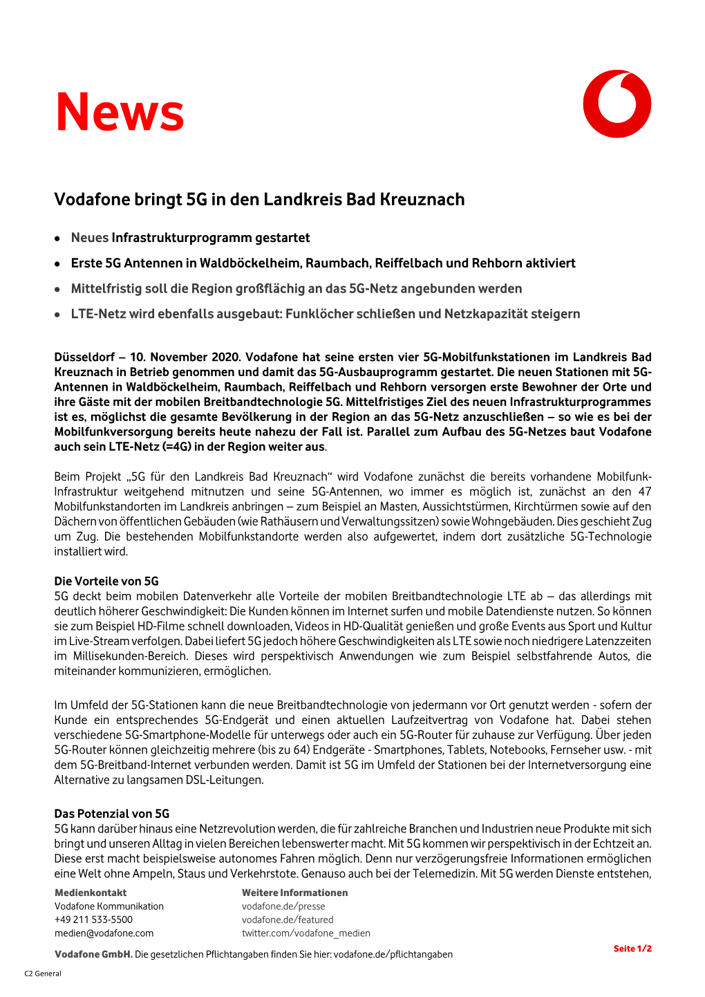 Vodafone Bringt 5G in Den Landkreis Bad Kreuznach