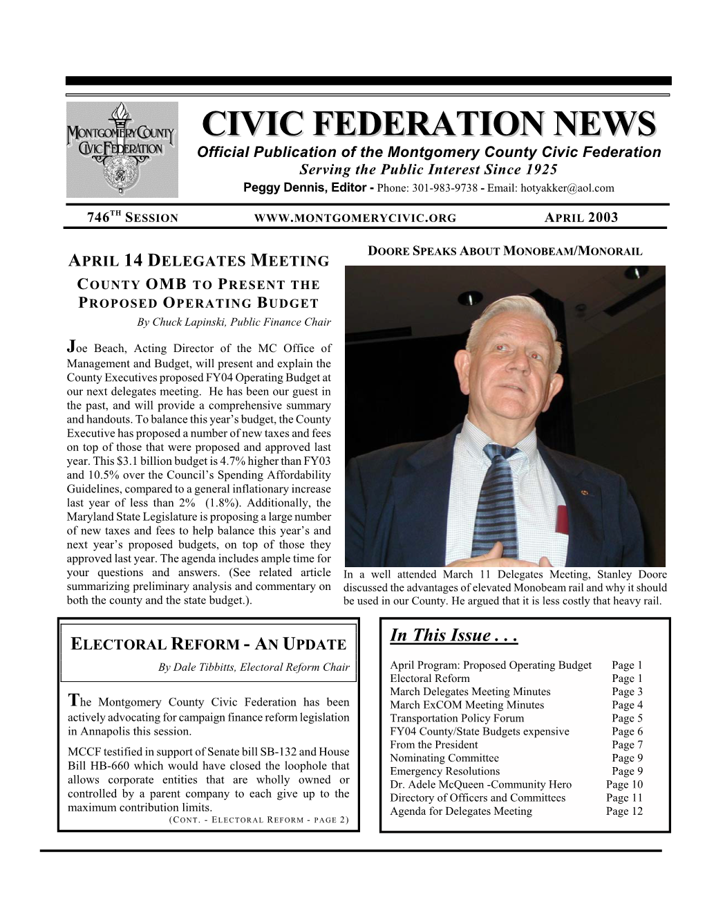 Civic Federation News – April 2003, Page 2