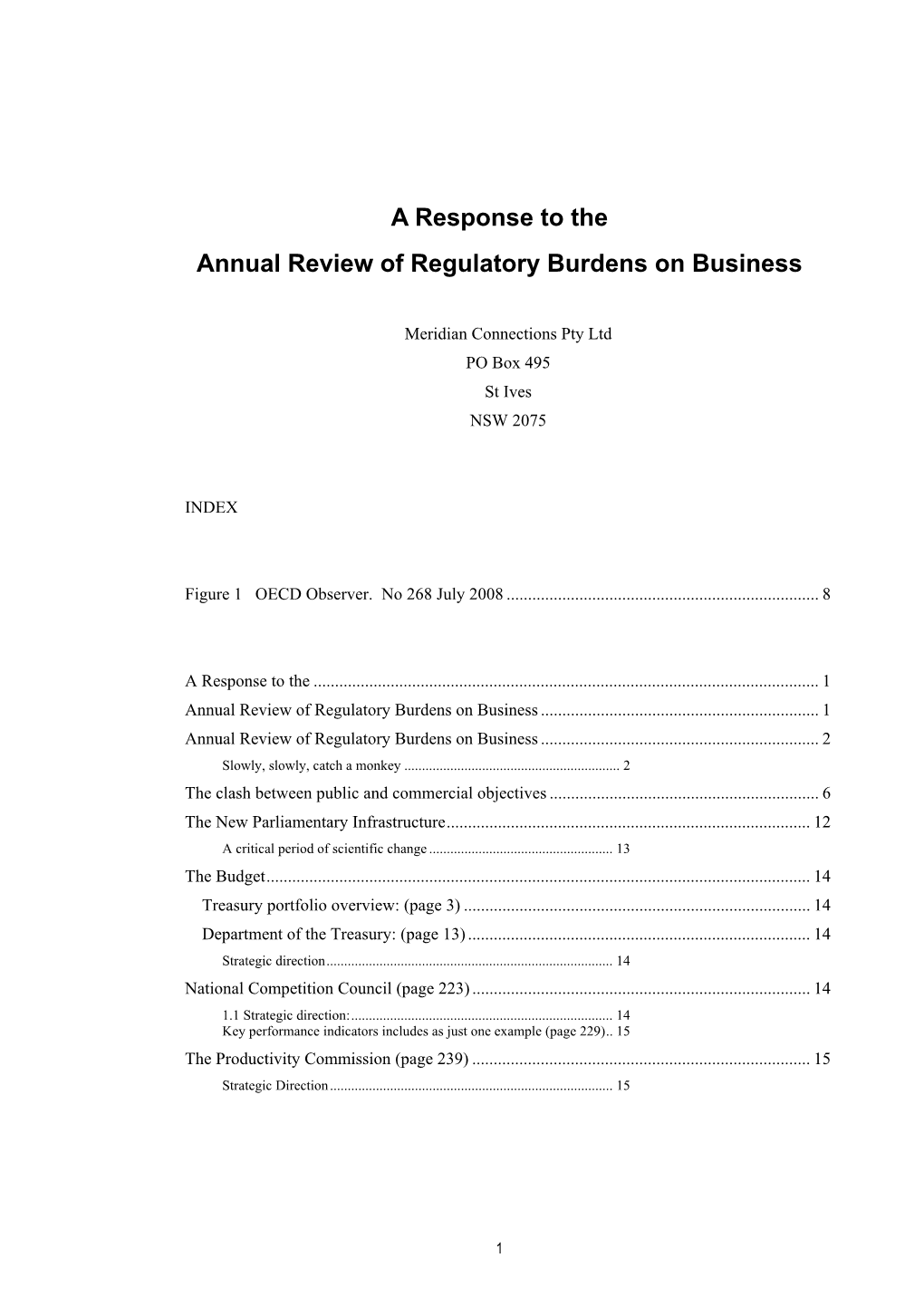 A Response to the Annual Review of Regulatory Burdens on Business