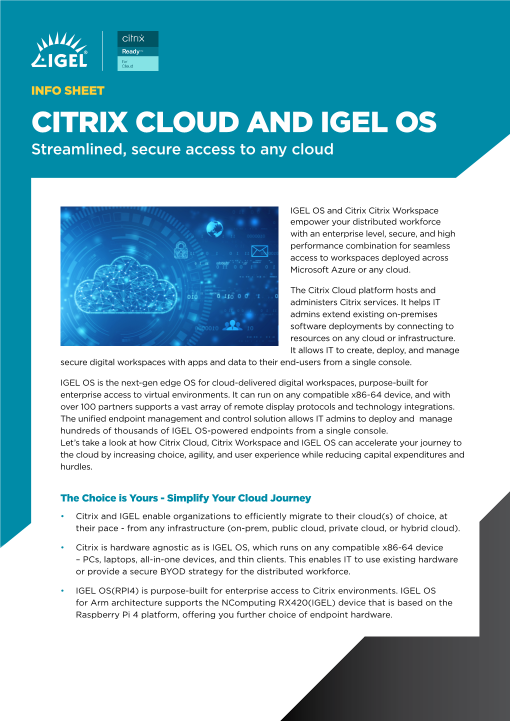 CITRIX CLOUD and IGEL OS Streamlined, Secure Access to Any Cloud