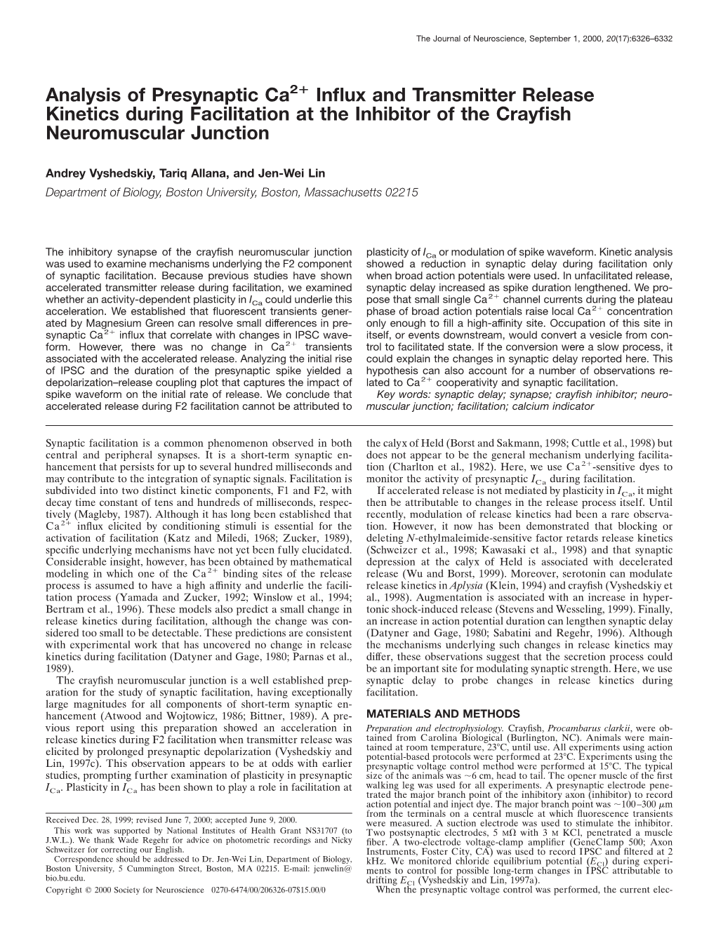 Analysis of Presynaptic Ca2+ Influx and Transmitter Release Kinetics