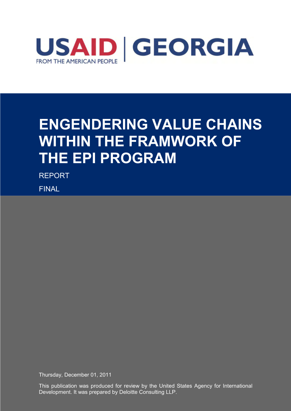 Engendering Value Chains Within the Program Framework