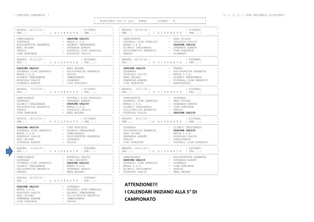 Calendari Esordienti 2008