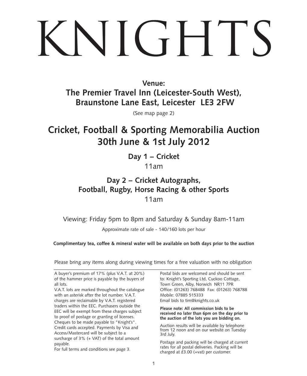 Cricket, Football & Sporting Memorabilia Auction 30Th June