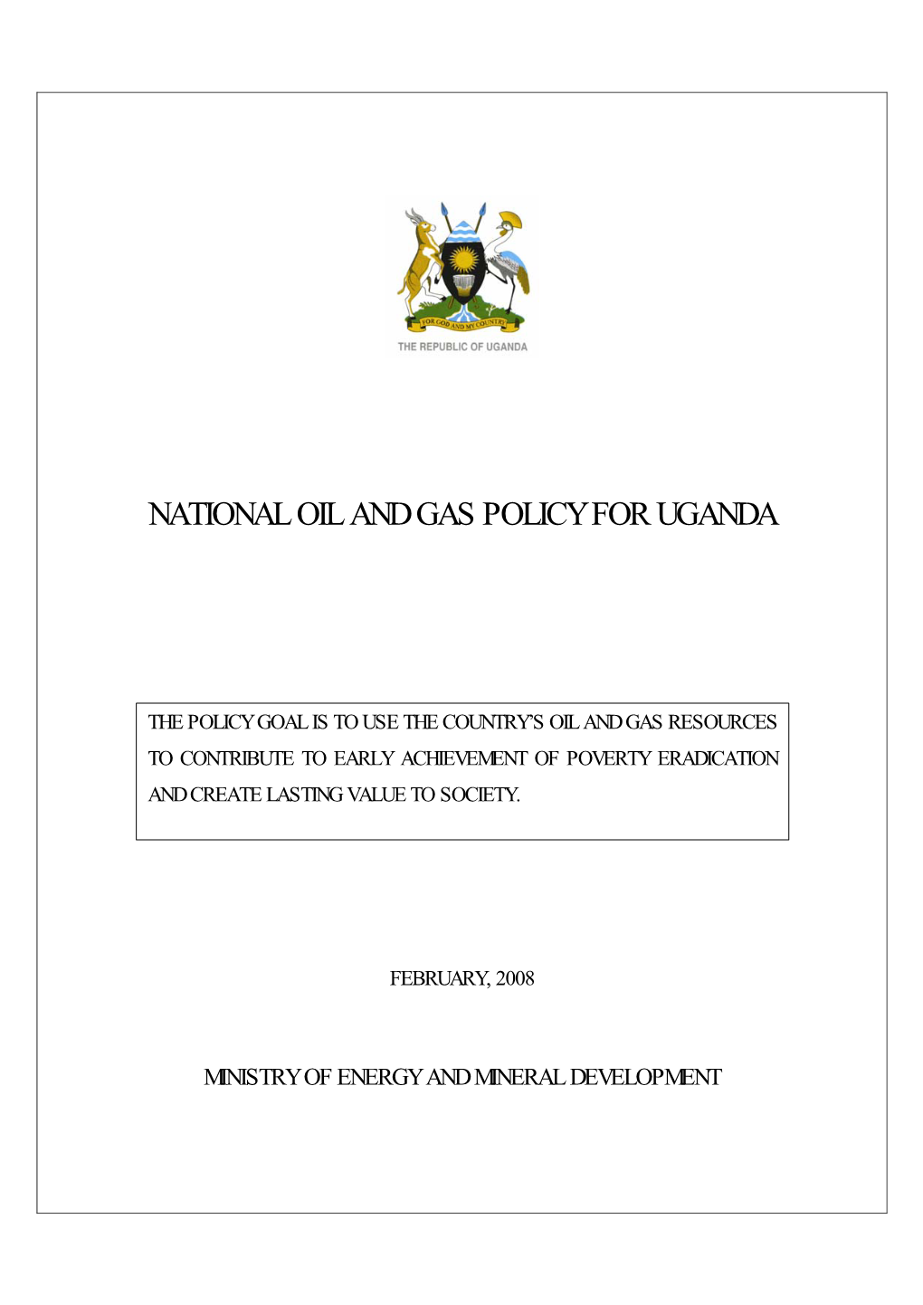 National Oil and Gas Policy for Uganda