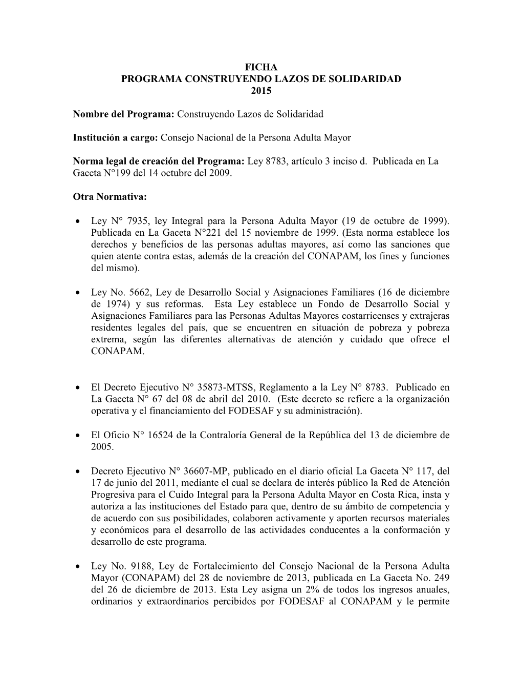 Consejo Nacional De La Persona Adulta Mayor