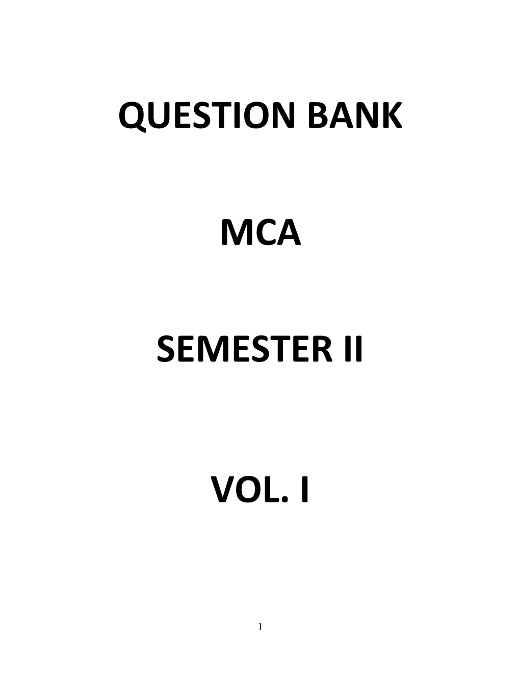 Question Bank Mca Semester Ii Vol. I