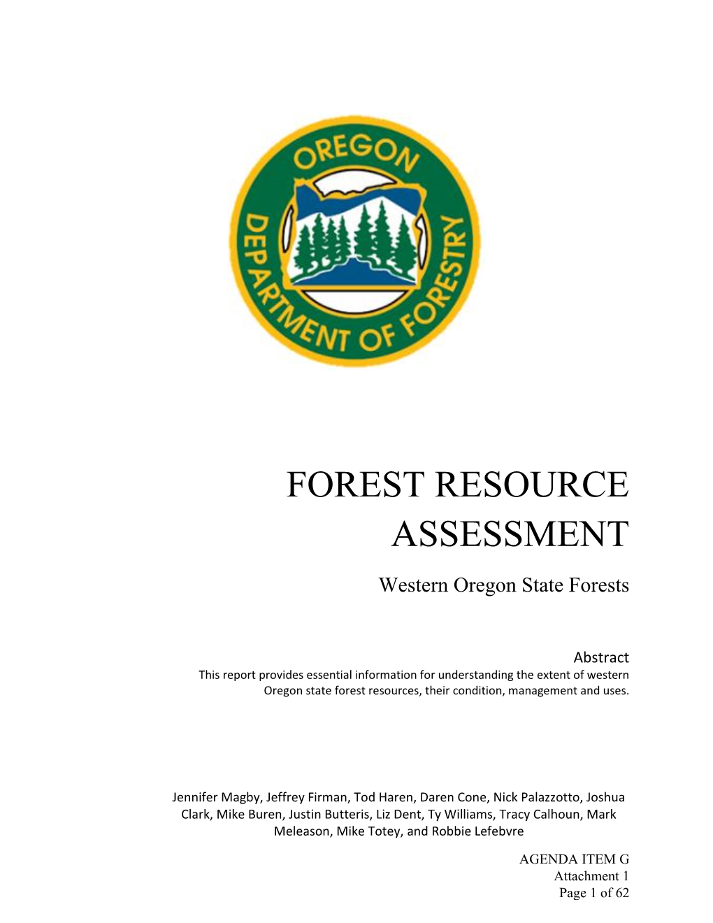 State Forests Resource Assessment Report