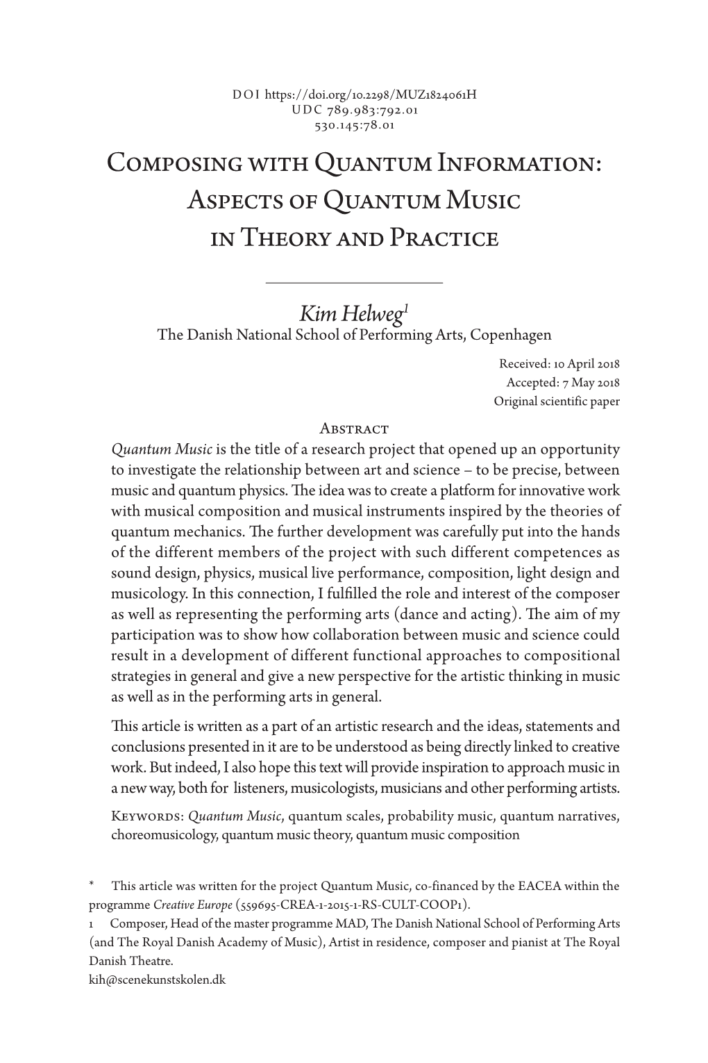 Aspects of Quantum Music in Theory and Practice