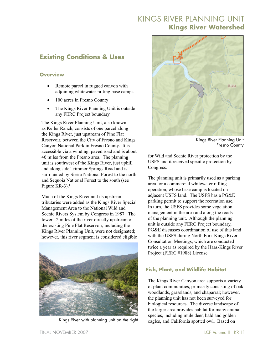 KINGS RIVER PLANNING UNIT Kings River Watershed