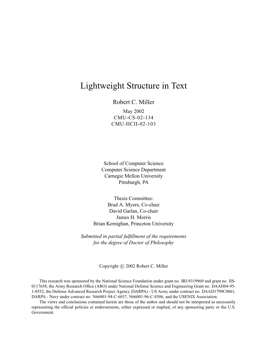 Lightweight Structure in Text