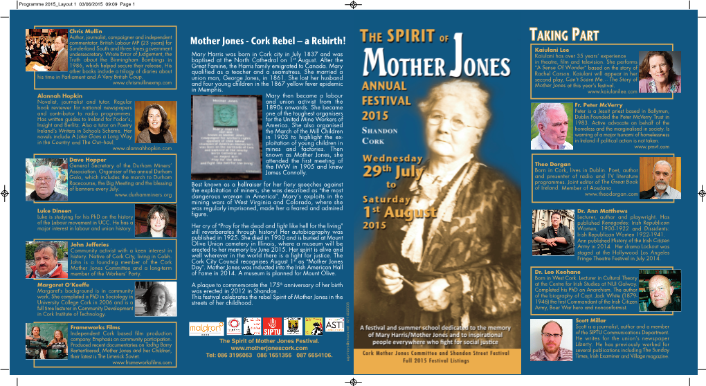 Spirit of Mother Jones Programme 2015