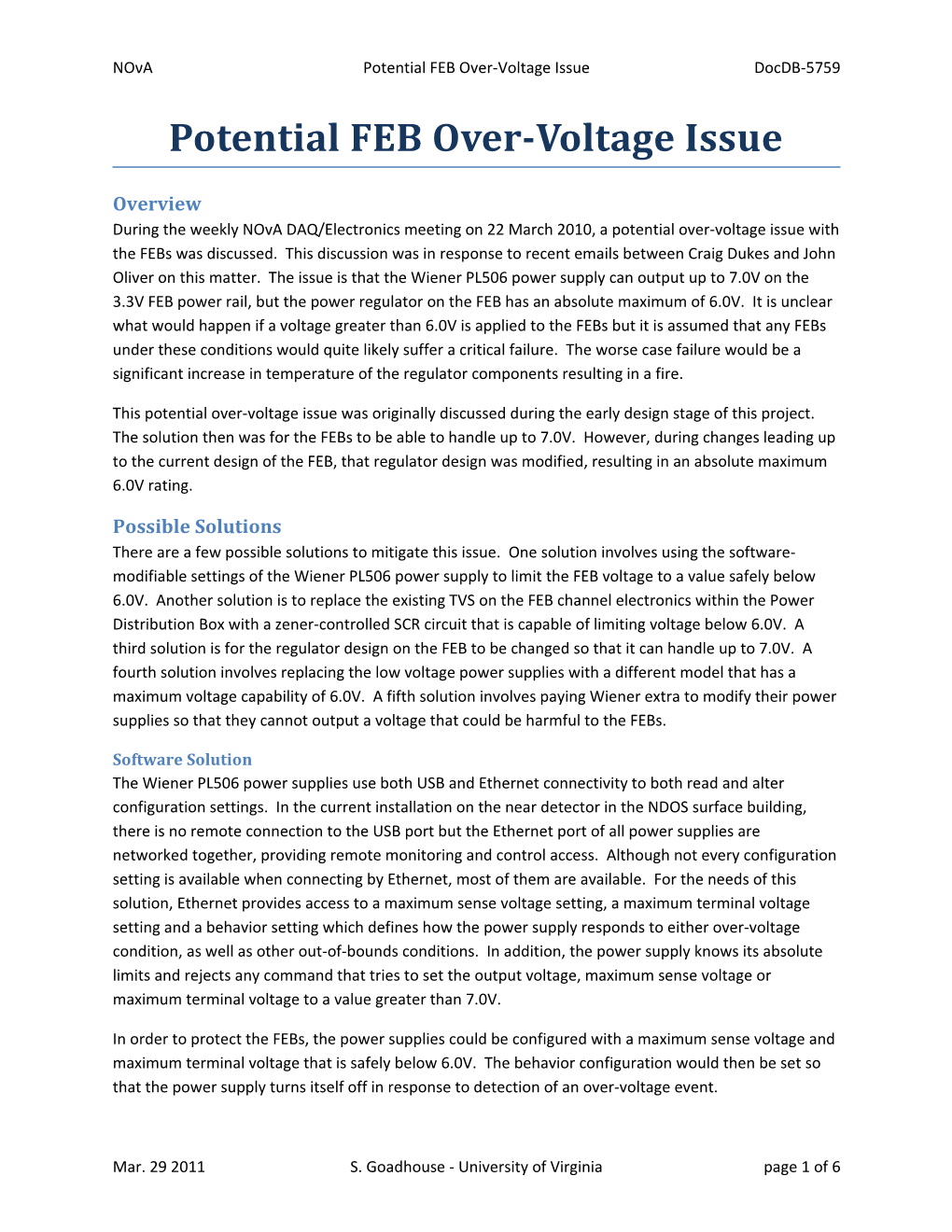 Potential FEB Over-Voltage Issue