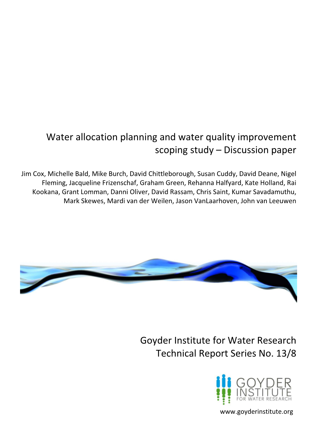 Water Allocation Planning and Water Quality Improvement Scoping Study – Discussion Paper