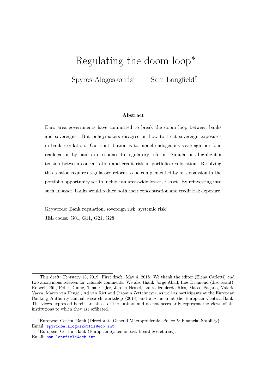 Regulating the Doom Loop∗
