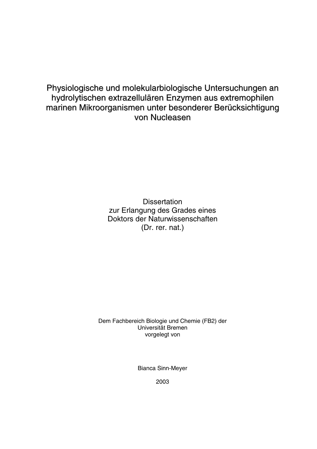 Dissertation, Bianca Sinn-Meyer, Fachbereich Biologie Und Chemie