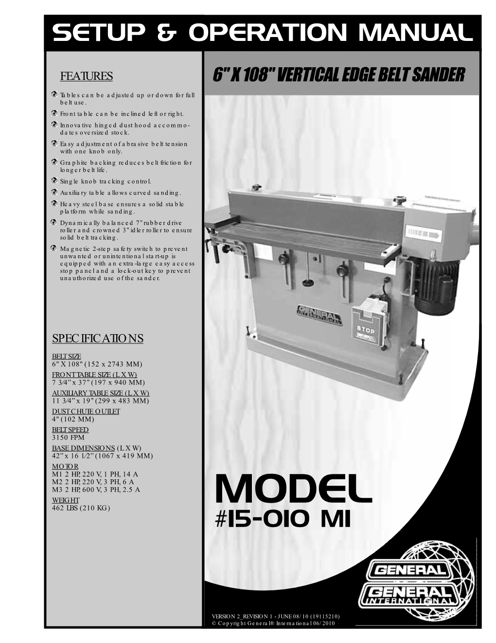 Setup & Operation Manual #15-010 M1