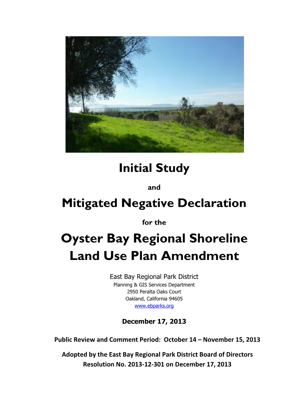 Oyster Bay Regional Shoreline Land Use Plan Amendment