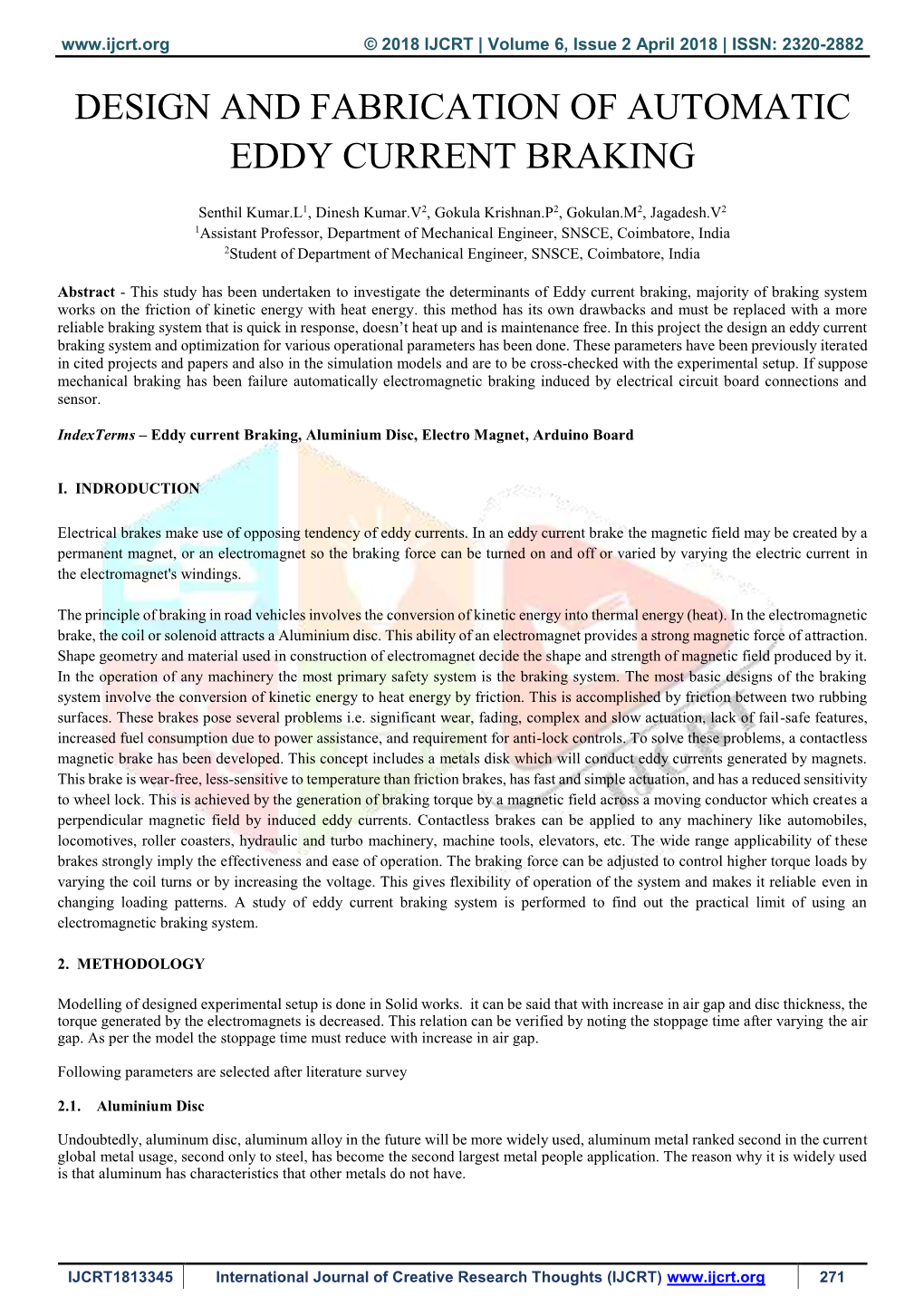 Design and Fabrication of Automatic Eddy Current Braking