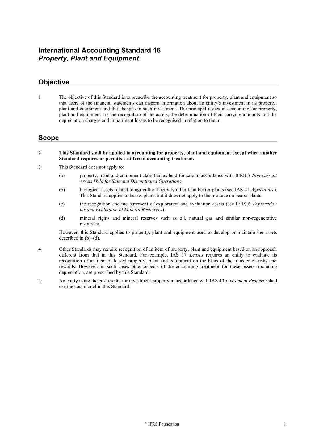 International Accounting Standard 16 Property, Plant and Equipment