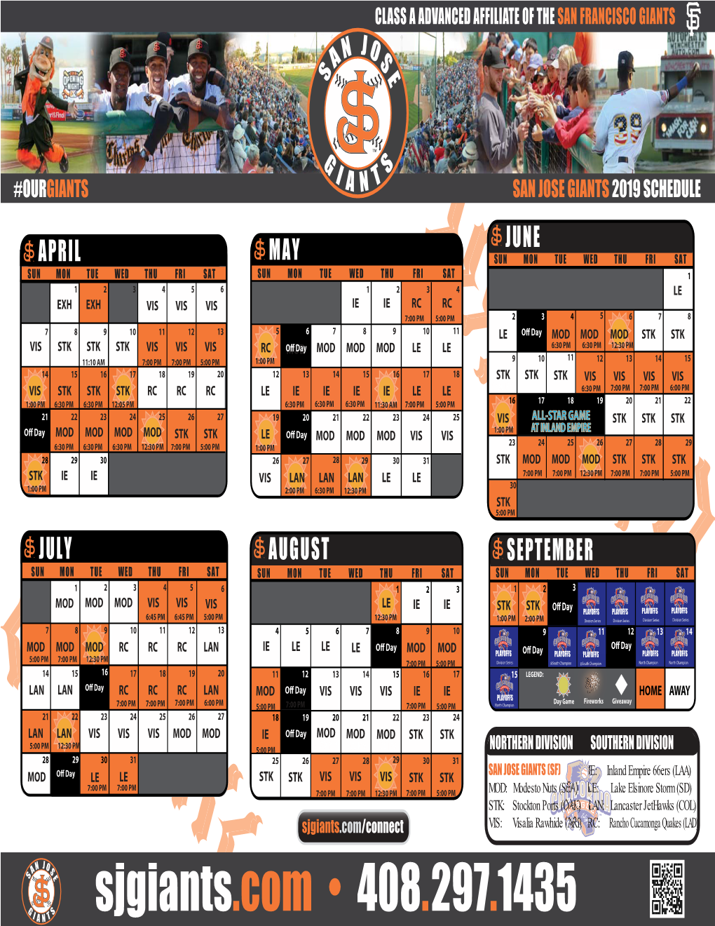 2019 San Jose Giants Schedule (With Times).Ai