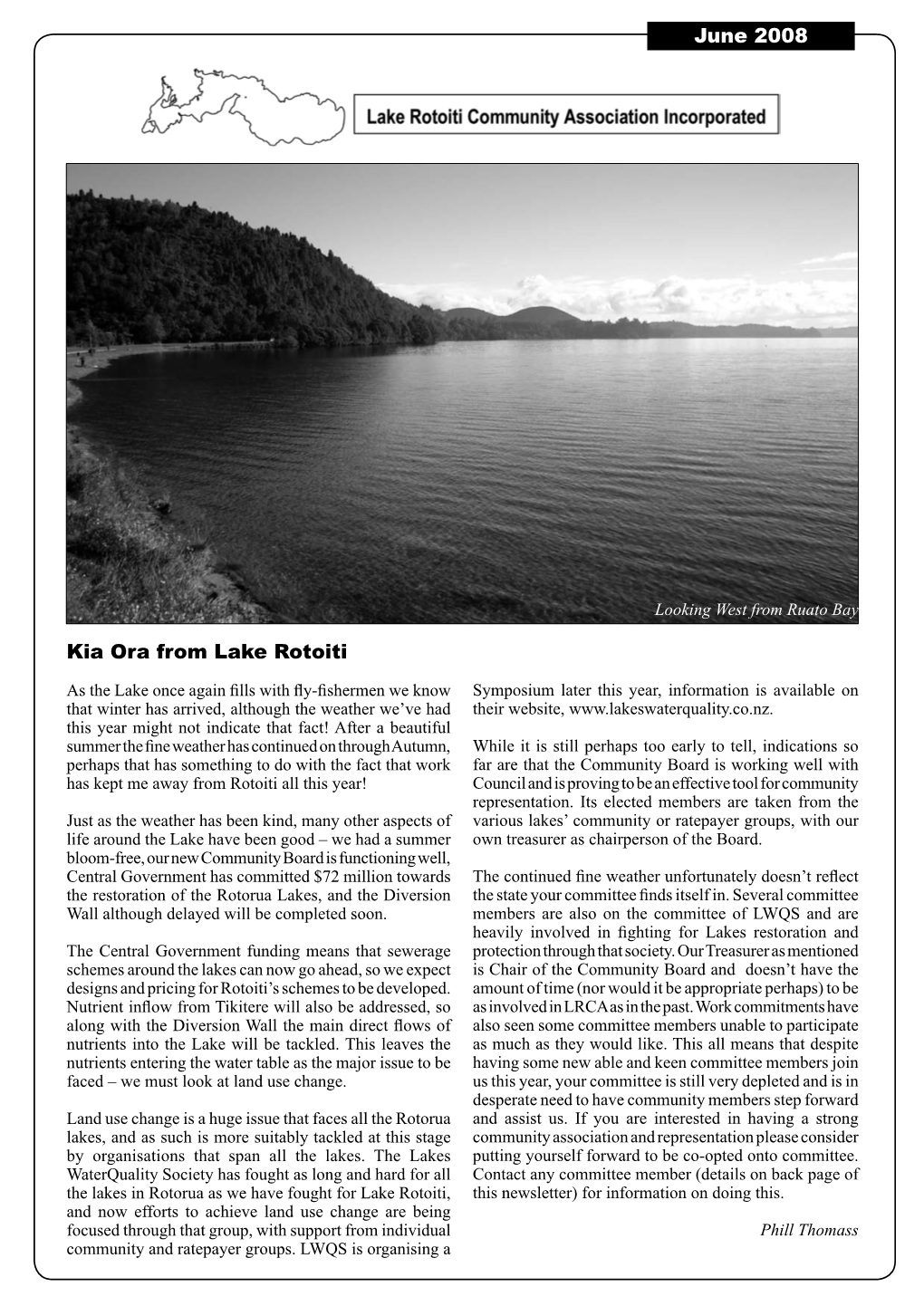 June 2008 Kia Ora from Lake Rotoiti