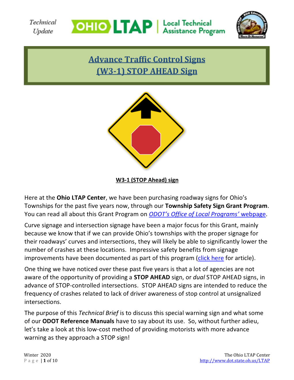 Advance Traffic Control Signs (W3-1) STOP AHEAD Sign