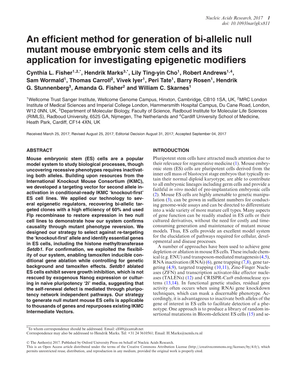 An Efficient Method for Generation of Bi-Allelic Null