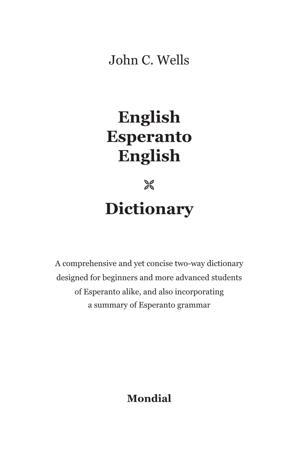 English Esperanto English Dictionary