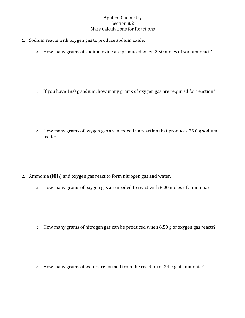 1. Sodium Reacts with Oxygen Gas to Produce Sodium Oxide