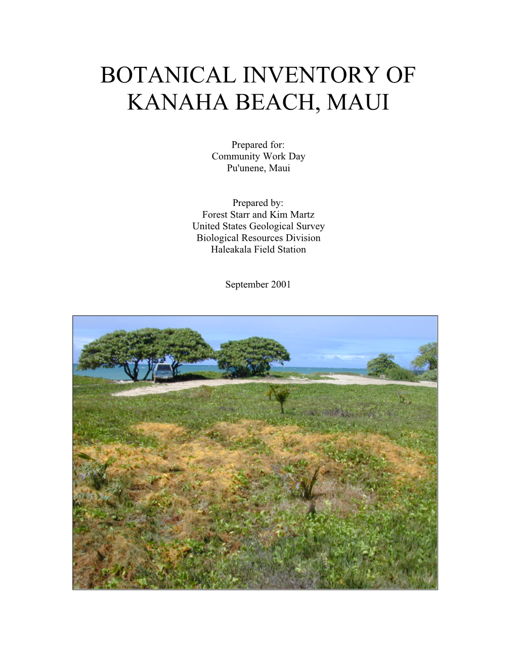 Botanical Inventory of Kanaha Beach, Maui