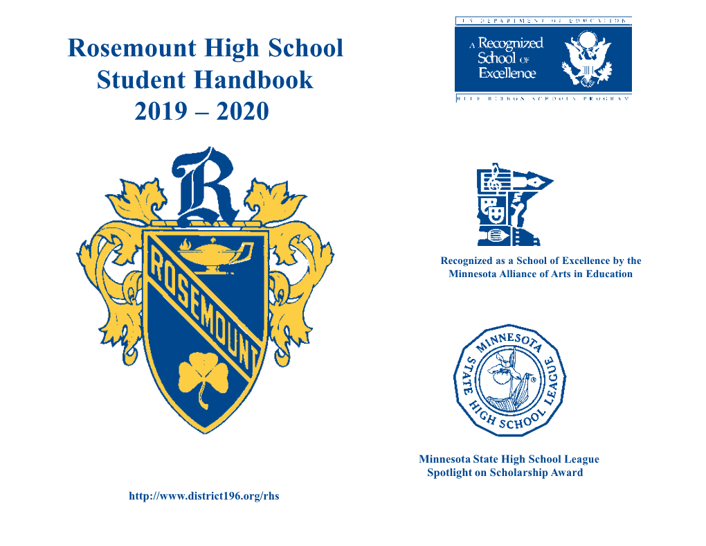 Rosemount High School Student Handbook 2019 – 2020