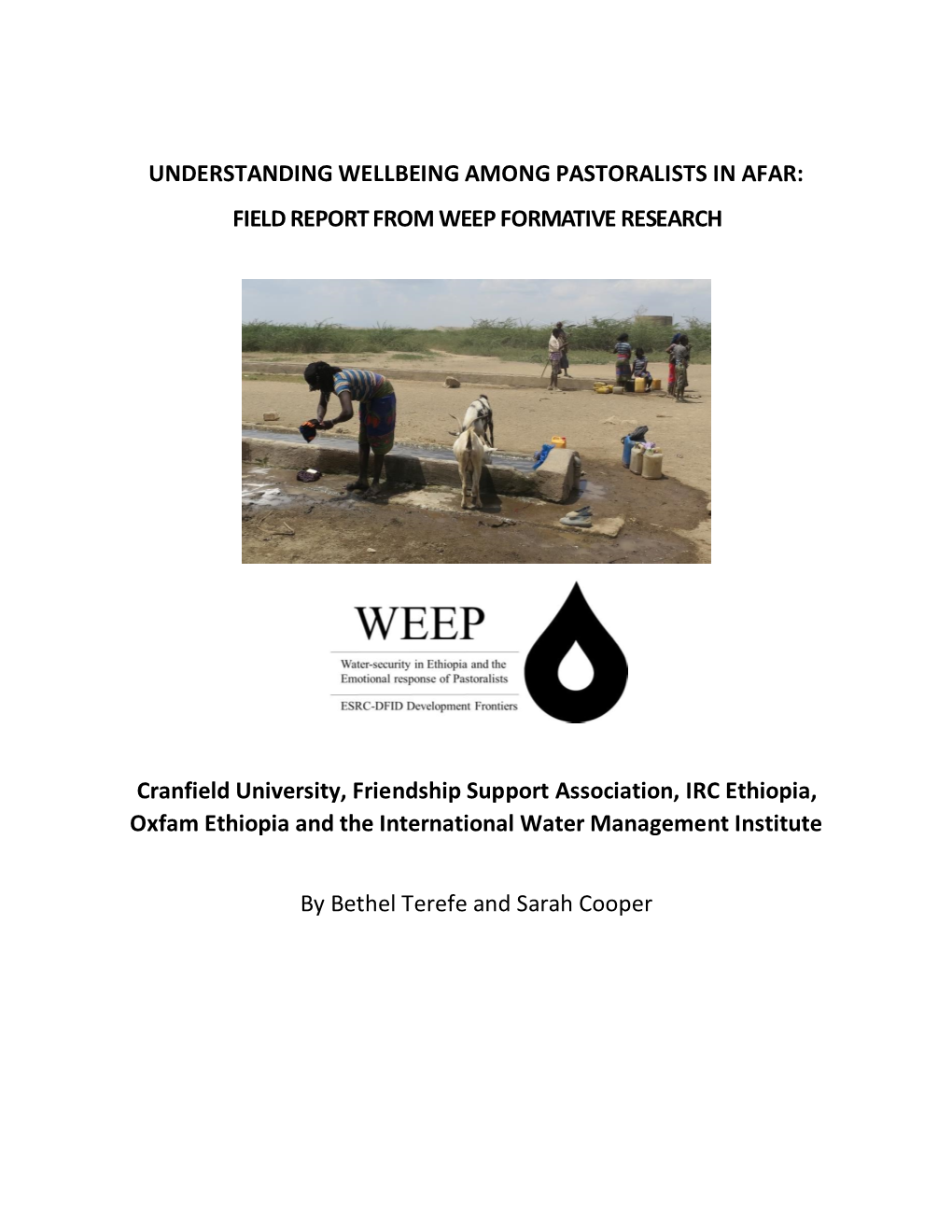 Understanding Wellbeing Among Pastoralists in Afar: Field Report from Weep Formative Research