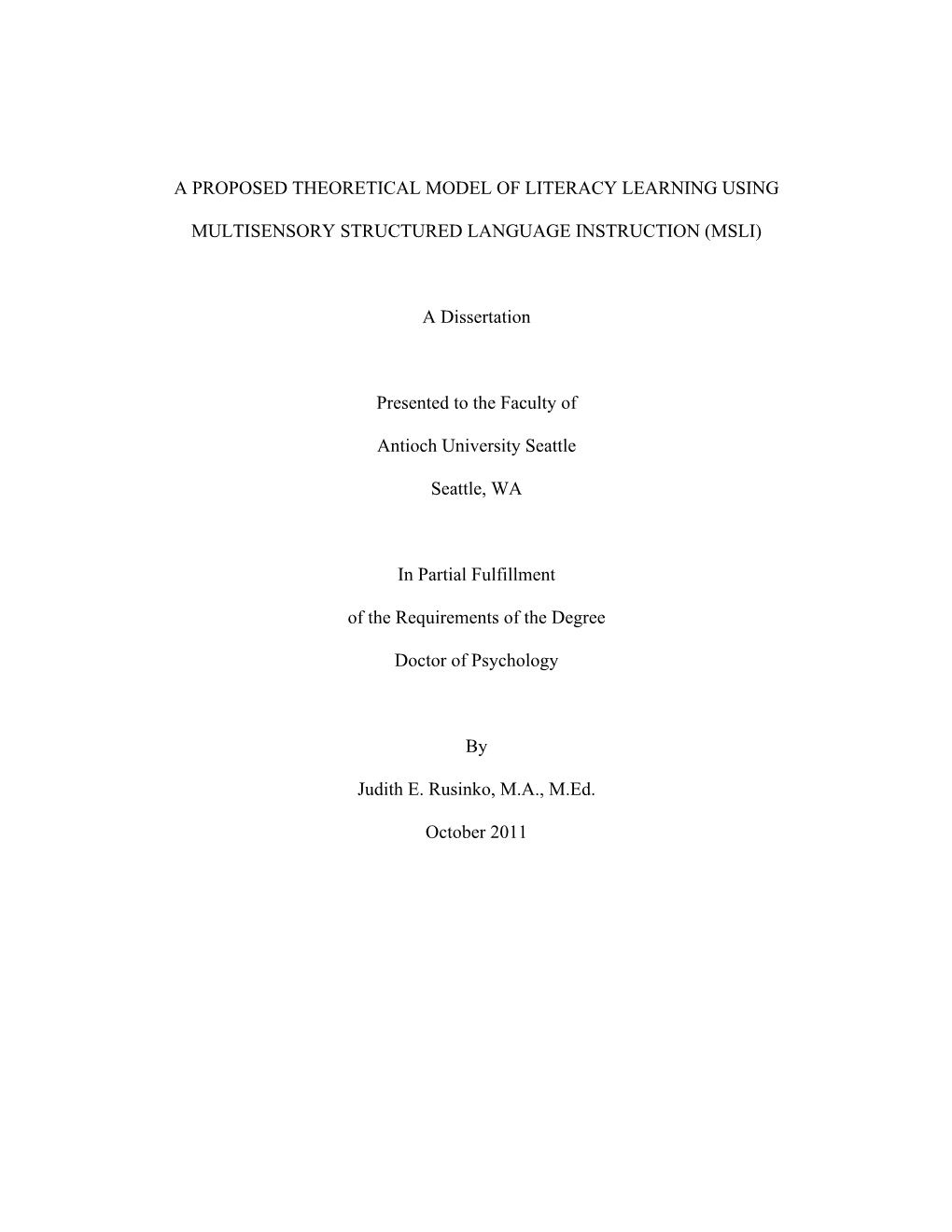 A Proposed Theoretical Model of Literacy Learning Using