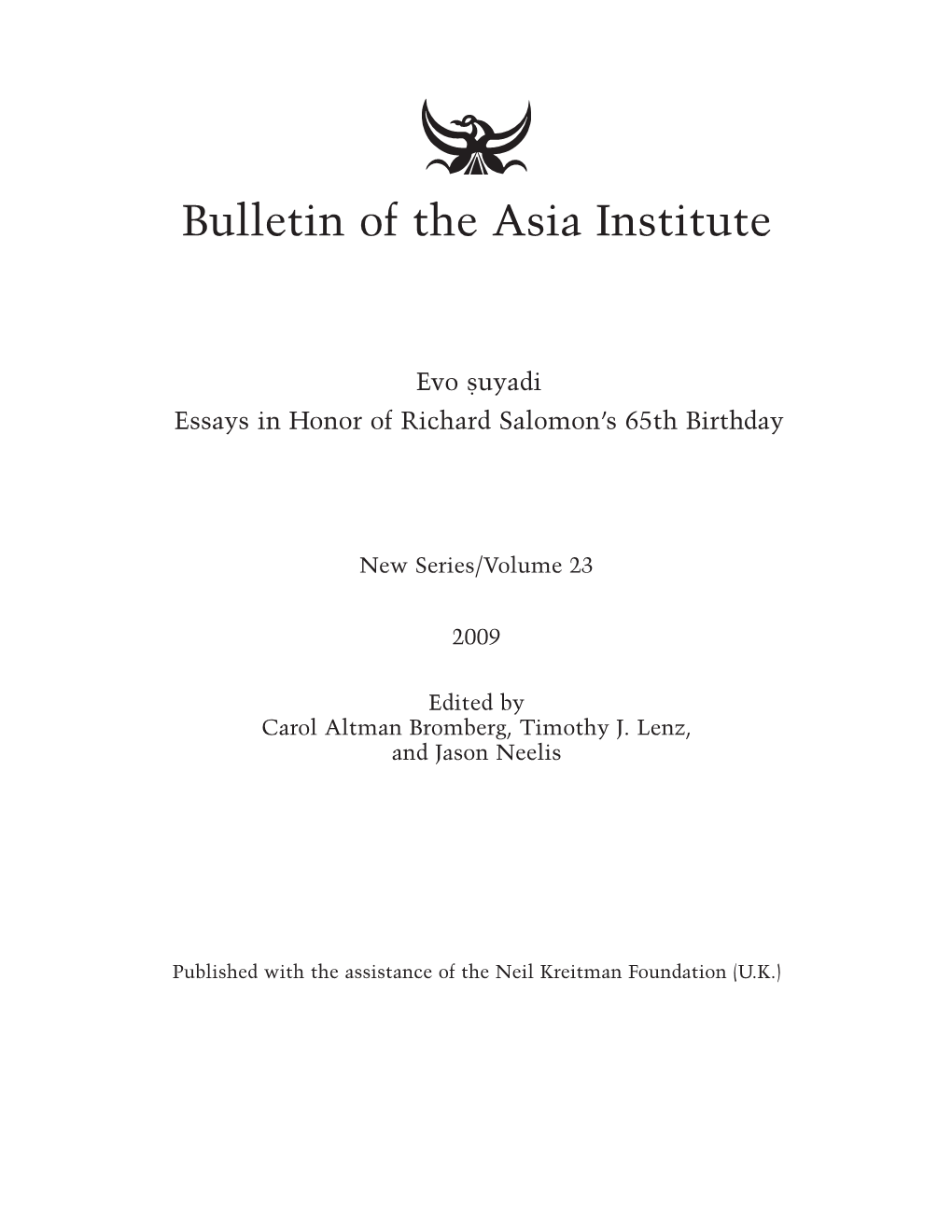 Bulletin of the Asia Institute
