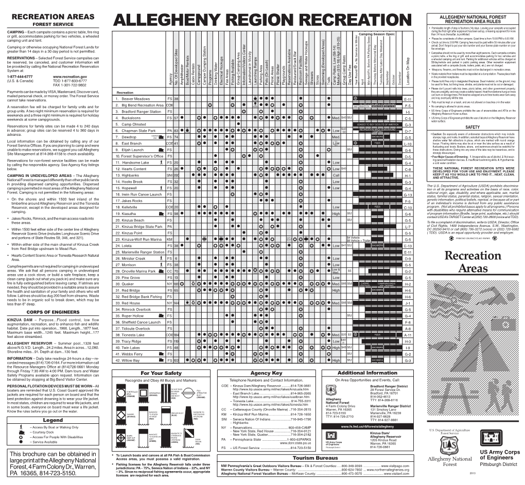 Allegheny Region Recreation • Permissible Length of Stay Is Fourteen (14) Days