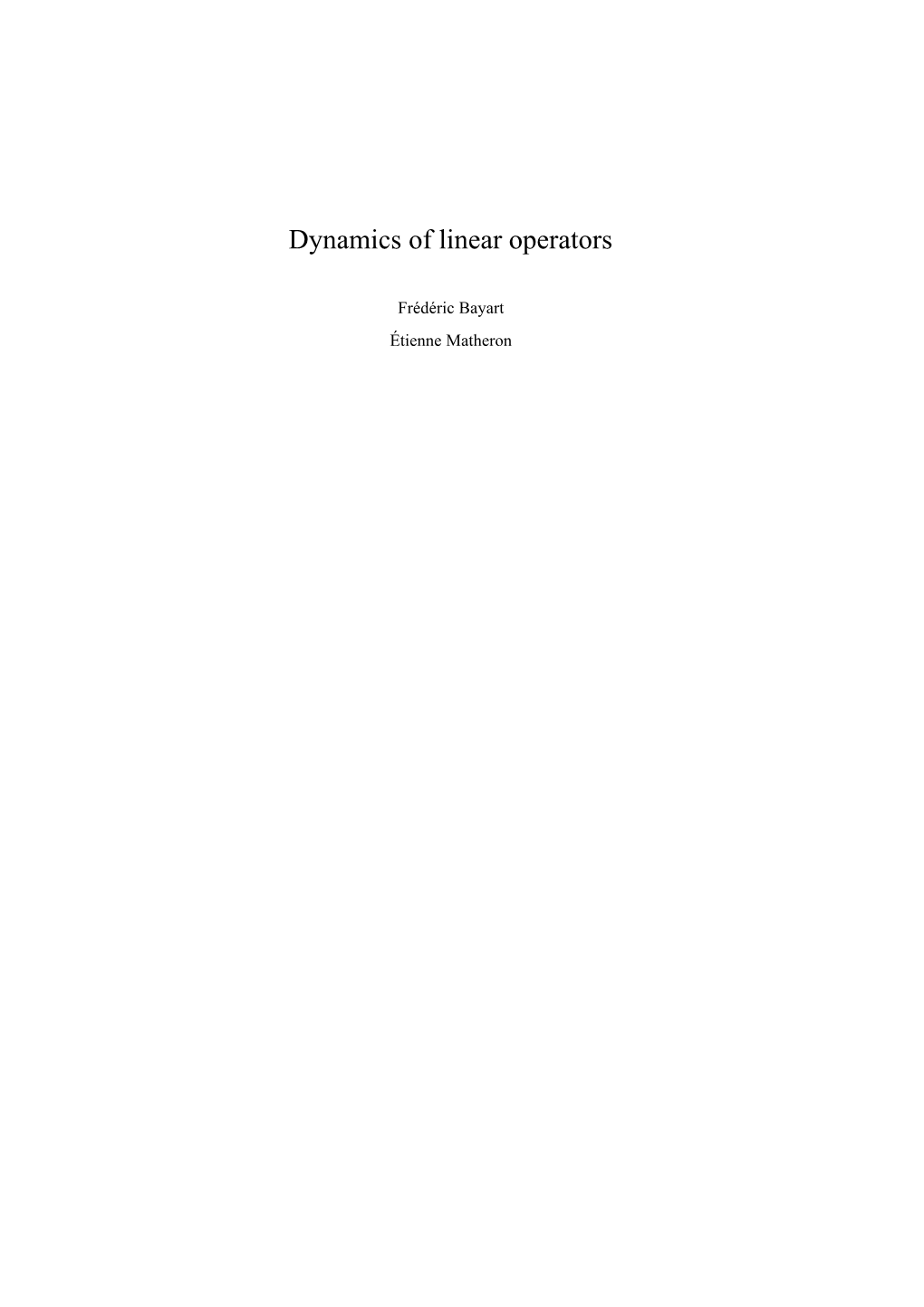 Dynamics of Linear Operators